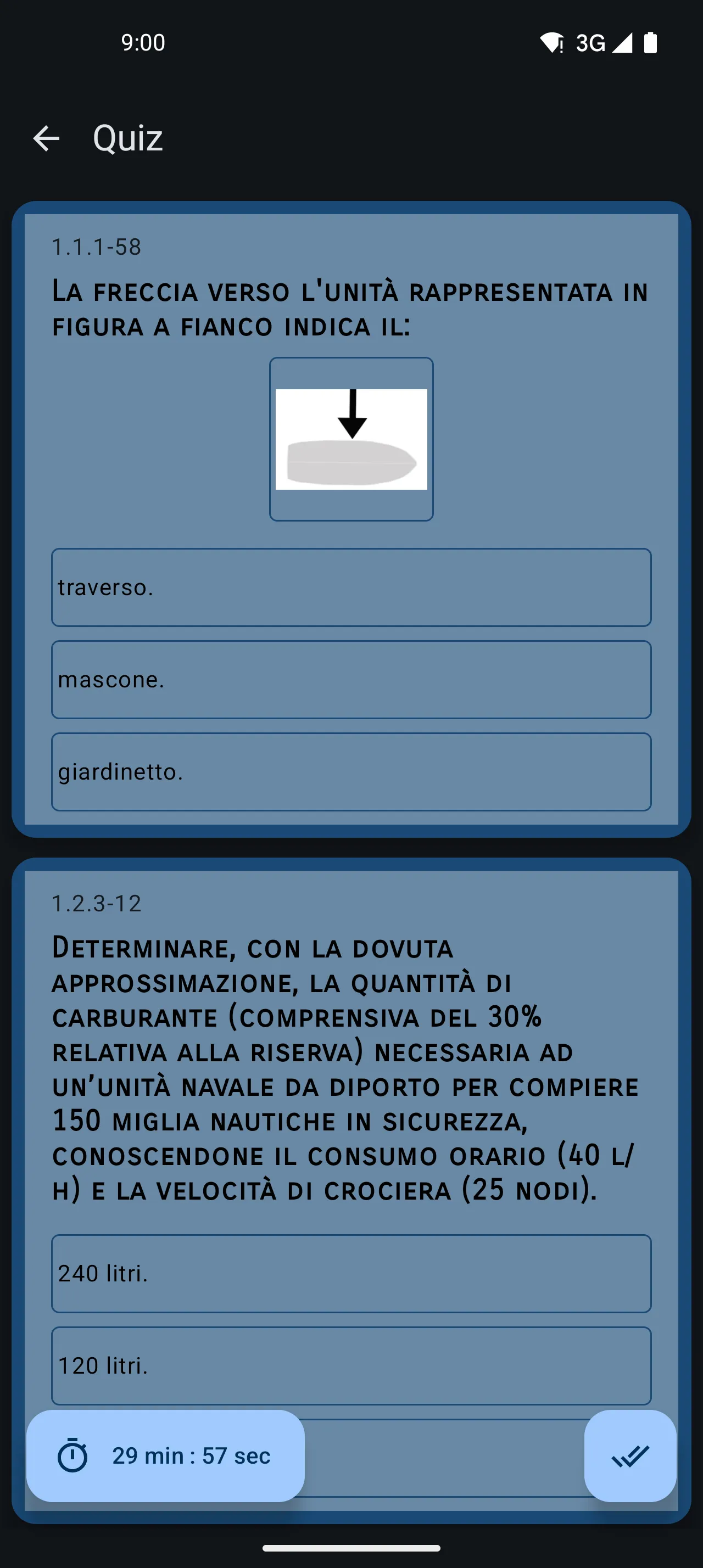 Una simulazione d'esame con timer nell'app