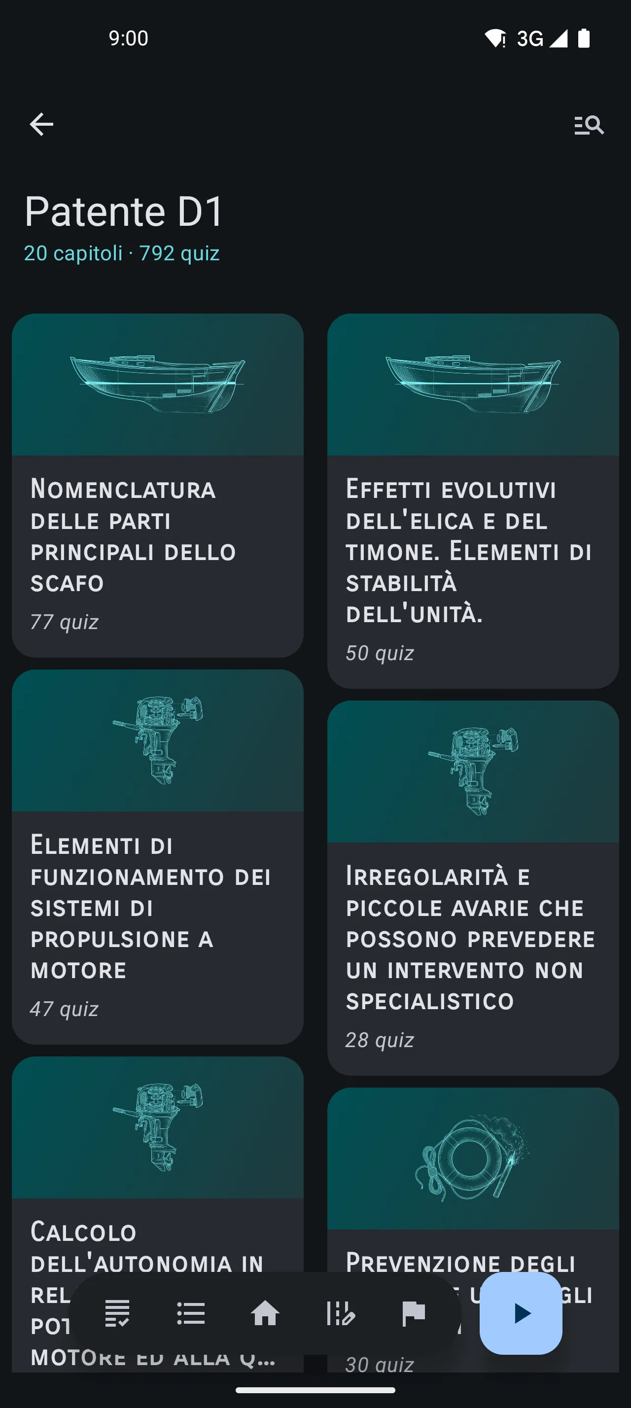 La sezione Patente D1 dell'app