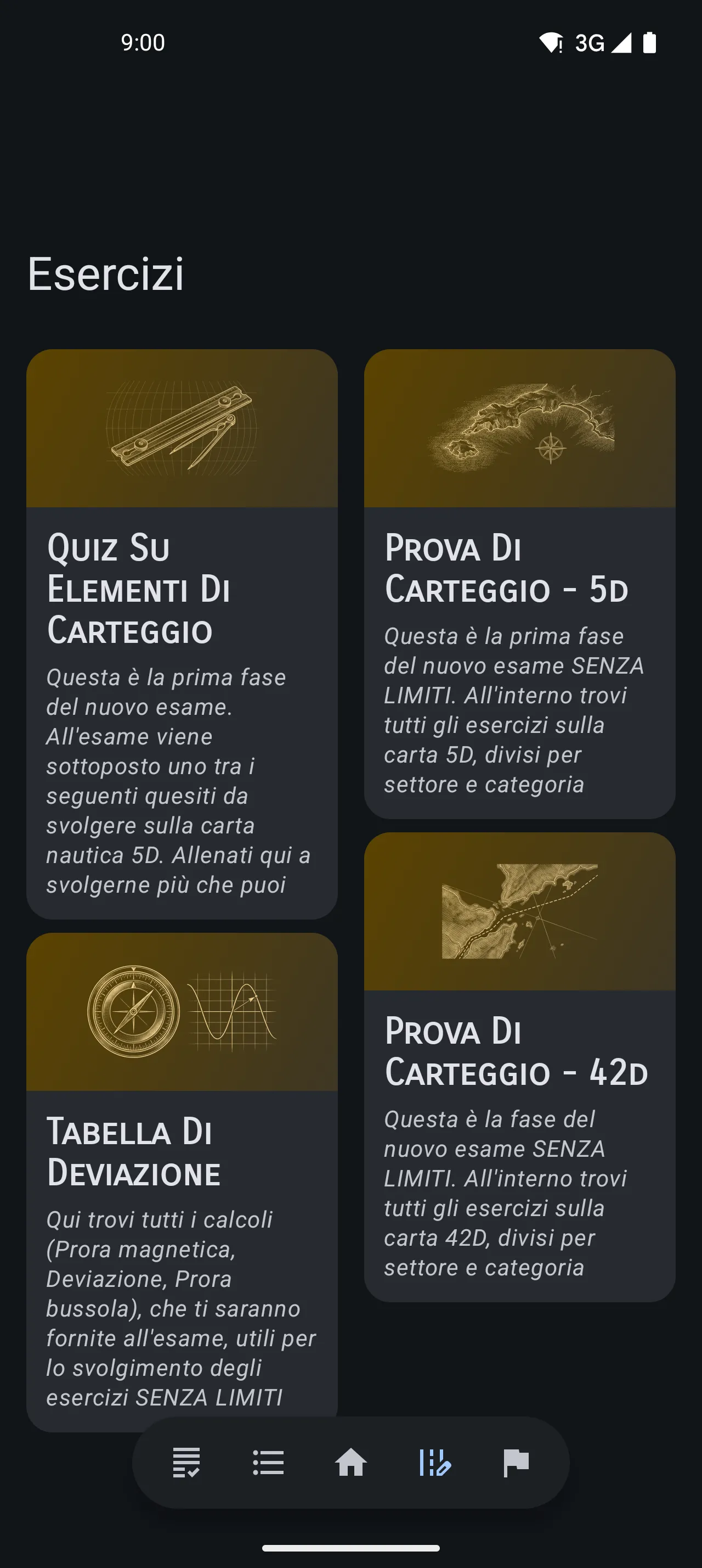 Gli esercizi di carteggio nell'app